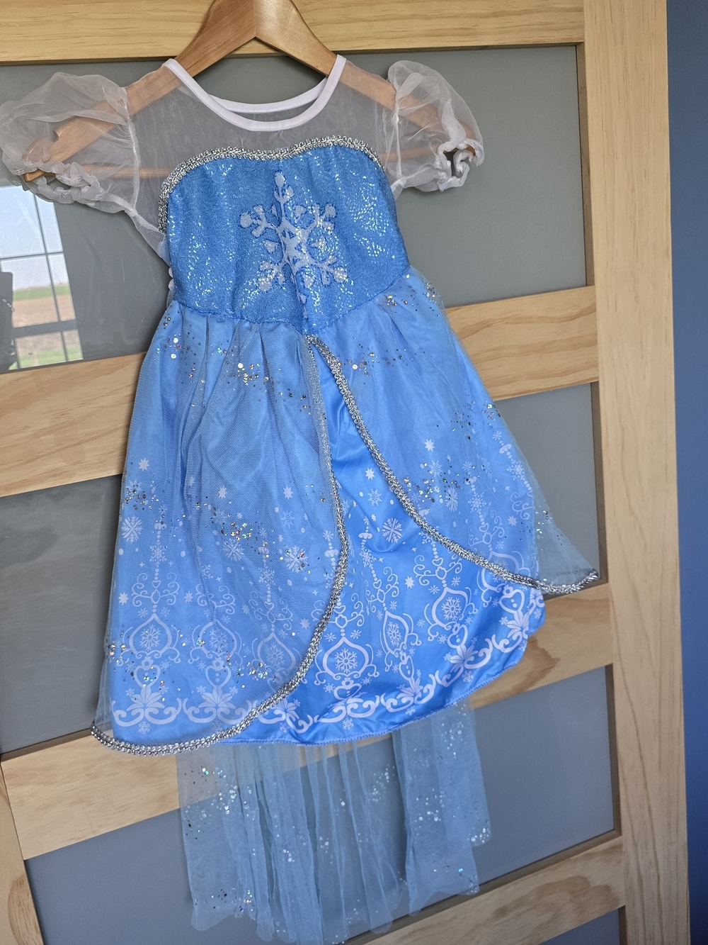 Elsa Light Blue Sparkle Snow Princess Costume Dress
